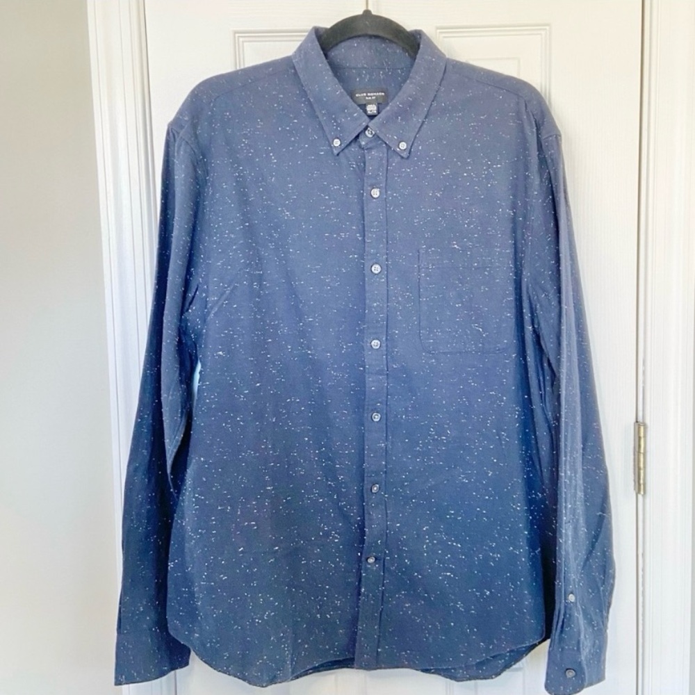 Club Monaco Men's Navy Slim Fit Button Down Shirt Size XL *READ description